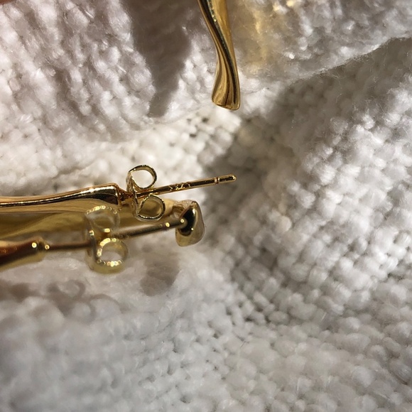 Large Sterling Silver Gold Twisted Hoop Earrings - Picture 6 of 6